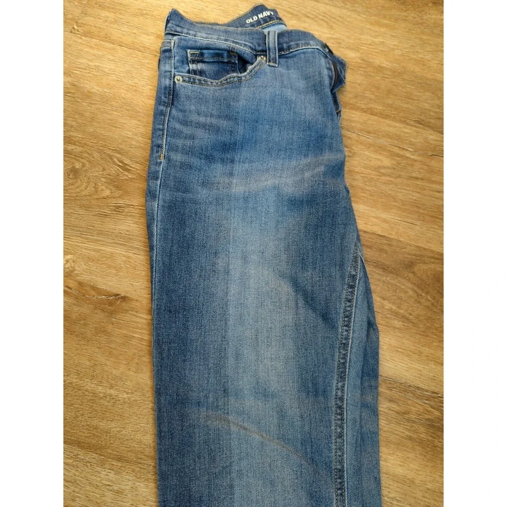 Old Navy blue jeans Boyfriend straight denim Women 4 tall mid rise ankle 2 tone